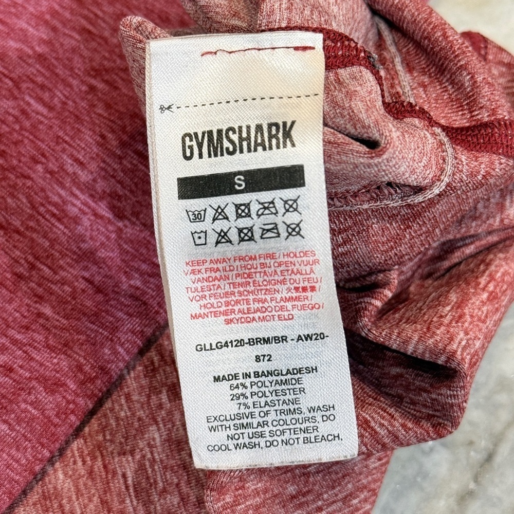 Women’s GYMSHARK Adapt seamless Burgandy marl ombré leggings- Size small - Picture 5 of 6